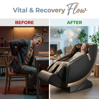 4D Massage Chair Full Body, Zero Gravity Massage Chair with Heat and Foot Massage with Airbags, Kneading, Bluetooth, LCD Touch Control - Black — Before & After
