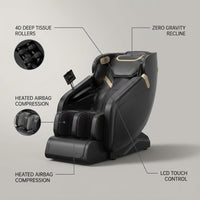 4D Massage Chair Full Body, Zero Gravity Massage Chair with Heat and Foot Massage with Airbags, Kneading, Bluetooth, LCD Touch Control - Black — infographic