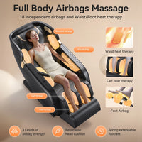 4D Massage Chair Full Body, Zero Gravity Massage Chair with Heat and Foot Massage with Airbags, Kneading, Bluetooth, LCD Touch Control - Black