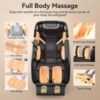 4D Massage Chair Full Body, Zero Gravity Massage Chair with Heat and Foot Massage with Airbags, Kneading, Bluetooth, LCD Touch Control - Black