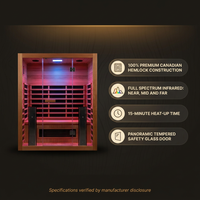 Full Spectrum Infrared Sauna，1-2 Person Home Sauna，Wooden Canadian Hemlock Indoor Spa Sauna with Resonance Speaker, Panoramic Tempered Glass Door — Results & Stats