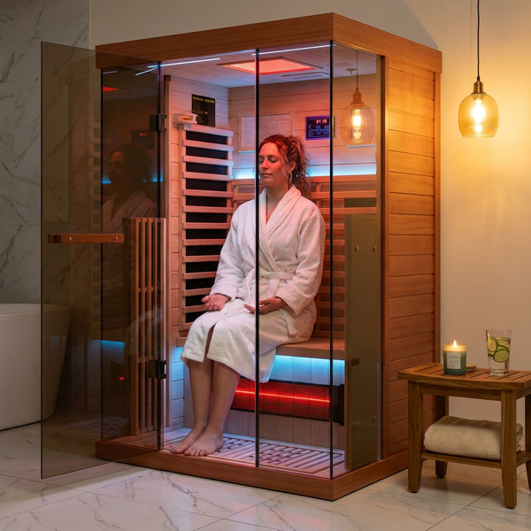 Infrared Sauna Built for Home Wellness, Canadian Hemlock Wood, Full Spectrum Heat, 1-2 Person Capacity